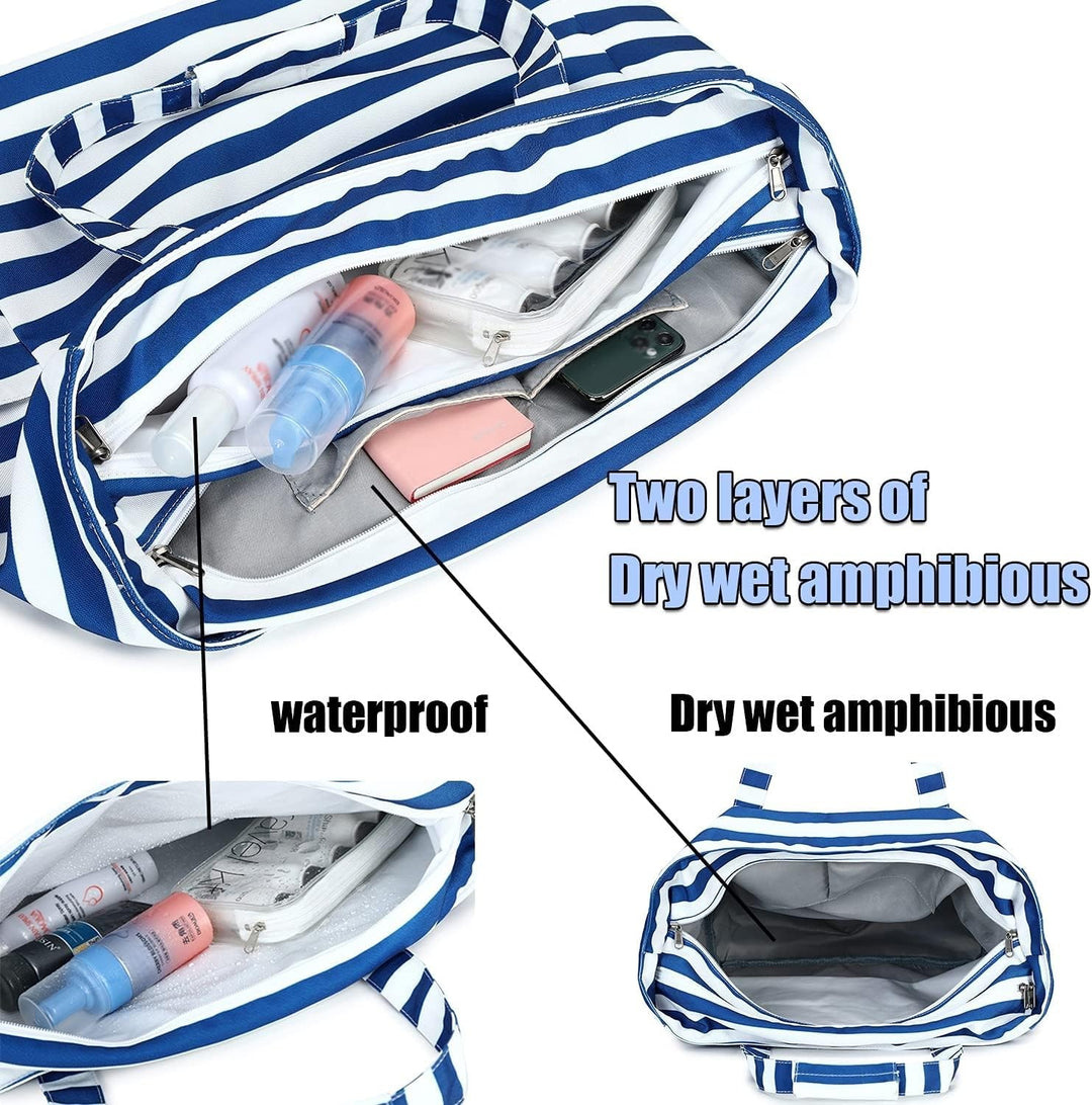 LEDAOU Grosse Strandtasche Damen Umhängetasche Handtasche wasserdicht sanddicht mit Reissverschluss