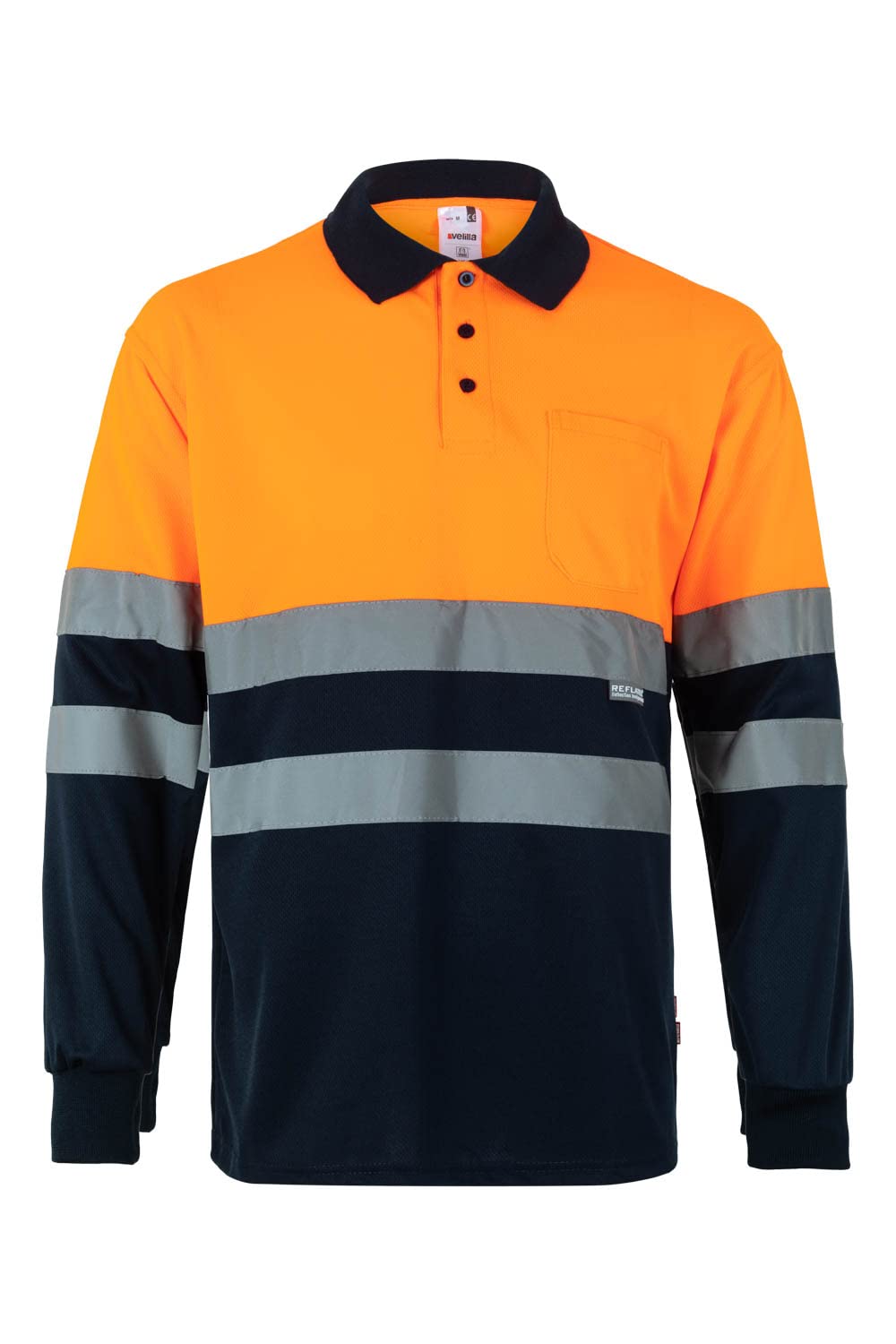 Velilla 175 - Signalshirt, langärmelig (Grösse XXL) Farbe marineblau und orange fluoreszierend XL Ma