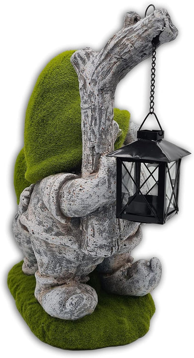 Wichtelstube-Kollektion Gartenzwerge Moos Wichtel für den Garten XXL mit Laterne Gartenfigur aus Ste