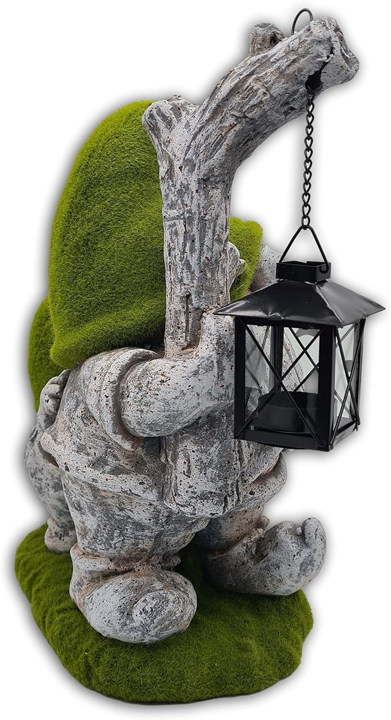 Wichtelstube-Kollektion Gartenzwerge Moos Wichtel für den Garten XXL mit Laterne Gartenfigur aus Ste