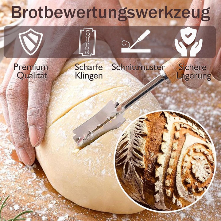 2er-Set Gärkörbchen, Gärkorb, Runde und Ovale Gärkorb Zum Brotbacken-Set, Brotkorb Mit Brotmesser mi