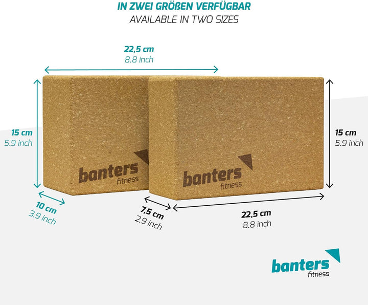 banters Yoga Block 2er Set Kork Supra Grip - Large - 100% Natur aus Naturkork