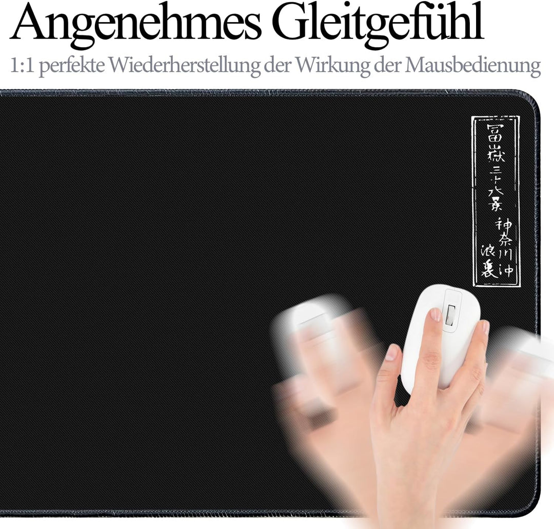Mauspad XXL,Anime Mousepad 900x400mm Japanischer Koi Mauspad Gaming mit Rutschfester Gummibasis,Gena