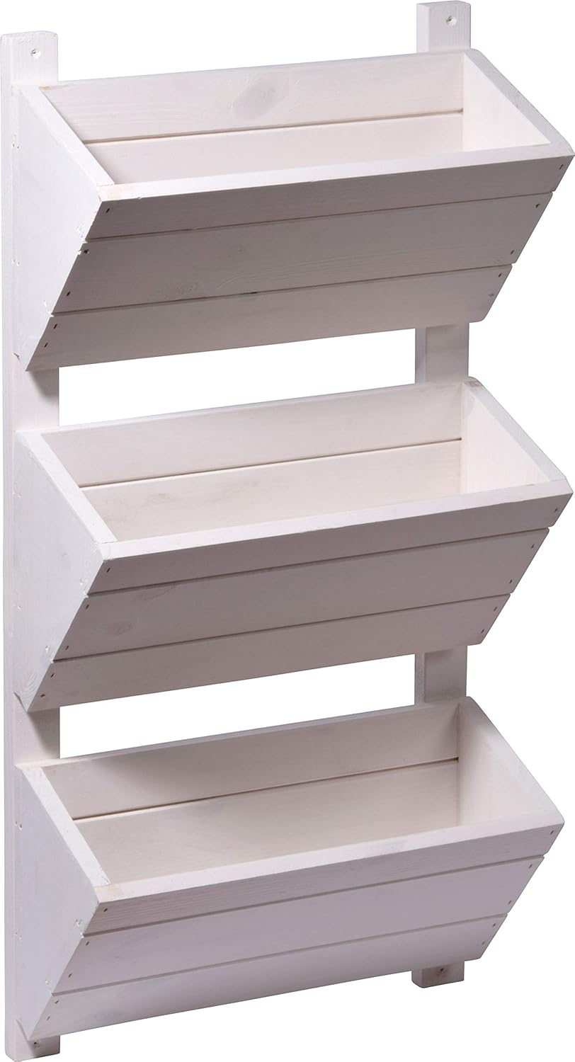 dobar® Green Label 58381FSCe Wandbeet mit 3 Pflanzkästen | Blumentreppe aus Holz | Blumenleiter für