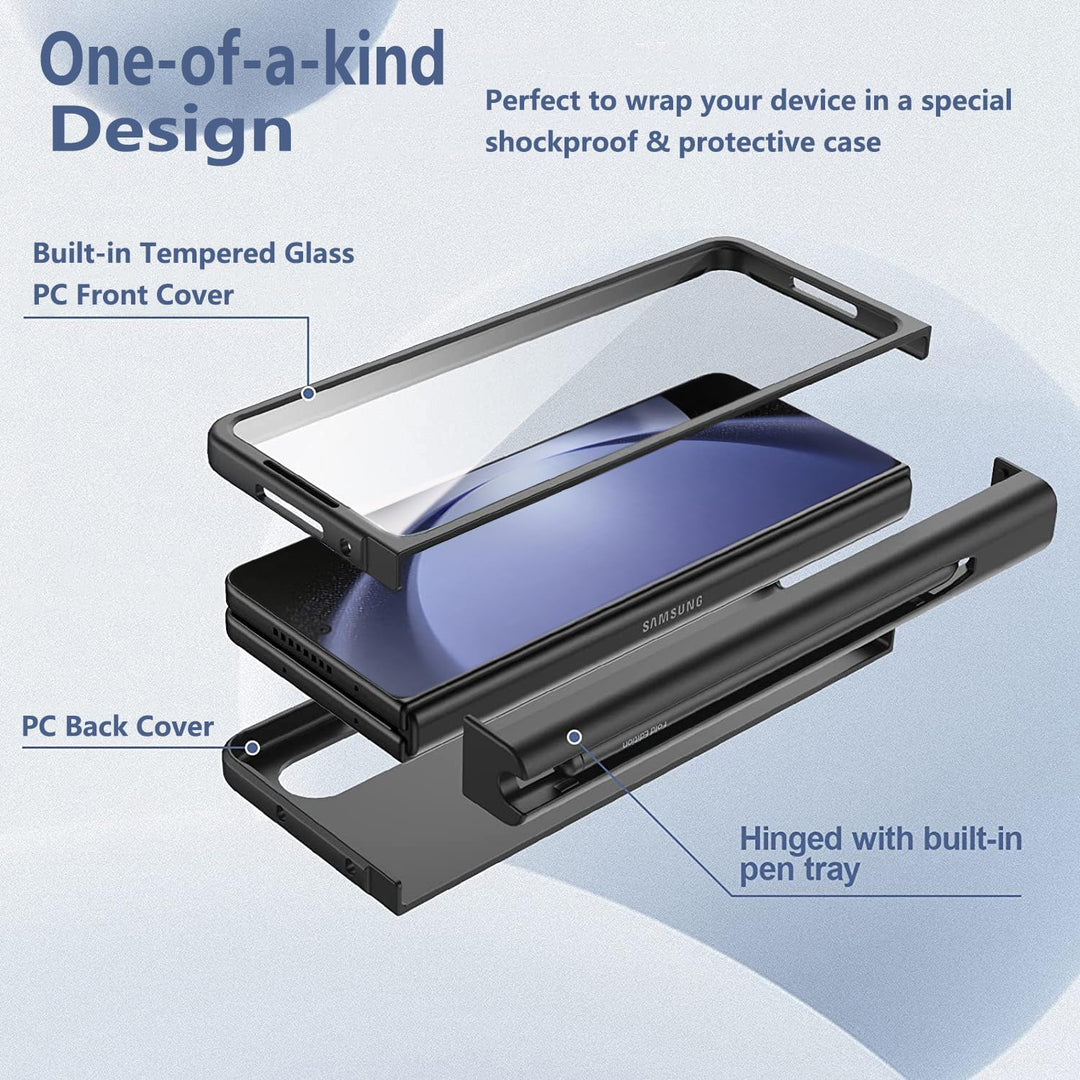 WEYNRBOX für Samsung Galaxy Z Fold 5 Hülle mit S Pen Halter,Samsung Z Fold 5 360 Grad Schutzhülle mi