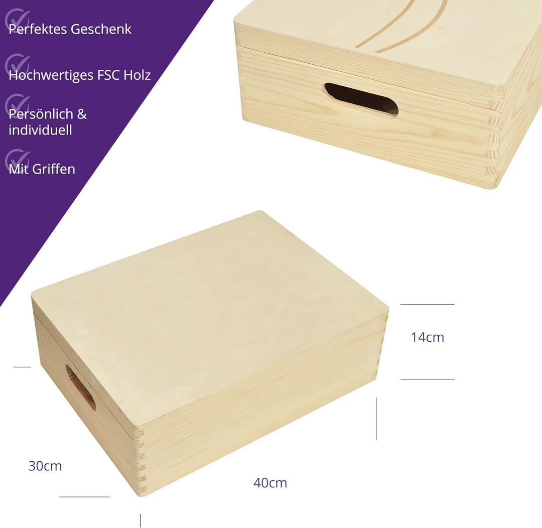 Holzbox zur Hochzeit Personalisiert Kranz Rose 40x30x14cm Truhe 40x30x14cm Kranz Rose, 40x30x14cm Kr