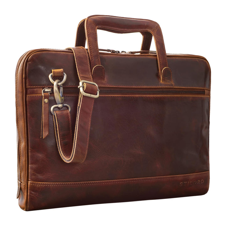 STILORD 'Pierce' Laptoptasche mit Griff Leder Aktentasche 15 Zoll Vintage Dokumententasche A4 Busine