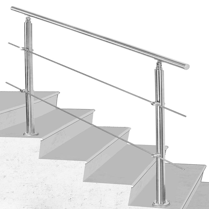 SWANEW Handlauf Edelstahl, Treppengeländer innen & aussen, 160 cm, Ø 42mm, mit 2 Querstreben für den