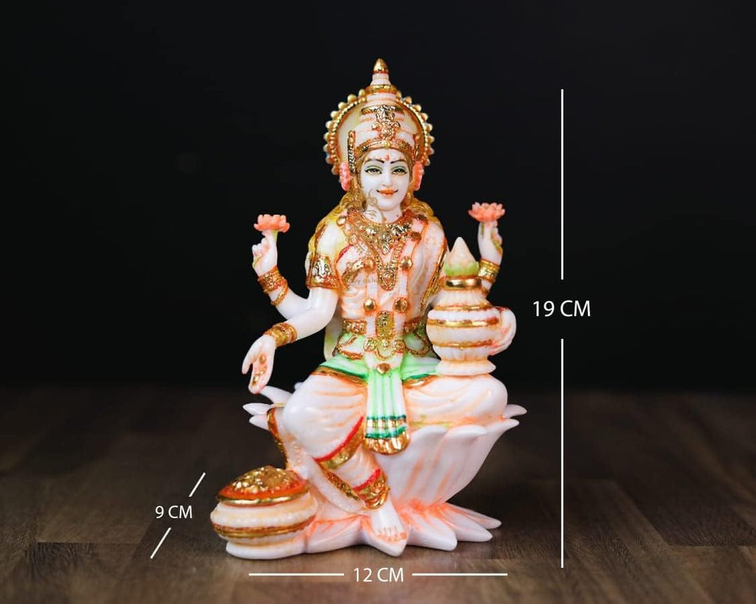 SHIVAJI ARTS Laxmi Statue, Marmor, Weiss, 18 cm