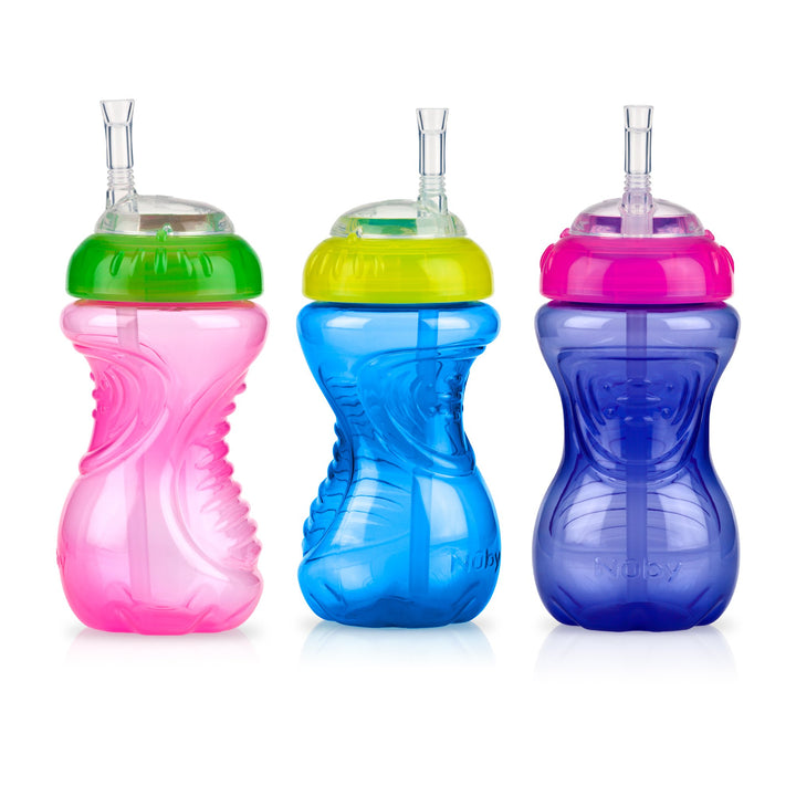 Nuby Trinkbecher für Mädchen, mit flexiblem Strohhalm, 284 ml, 3 Stück, Girls