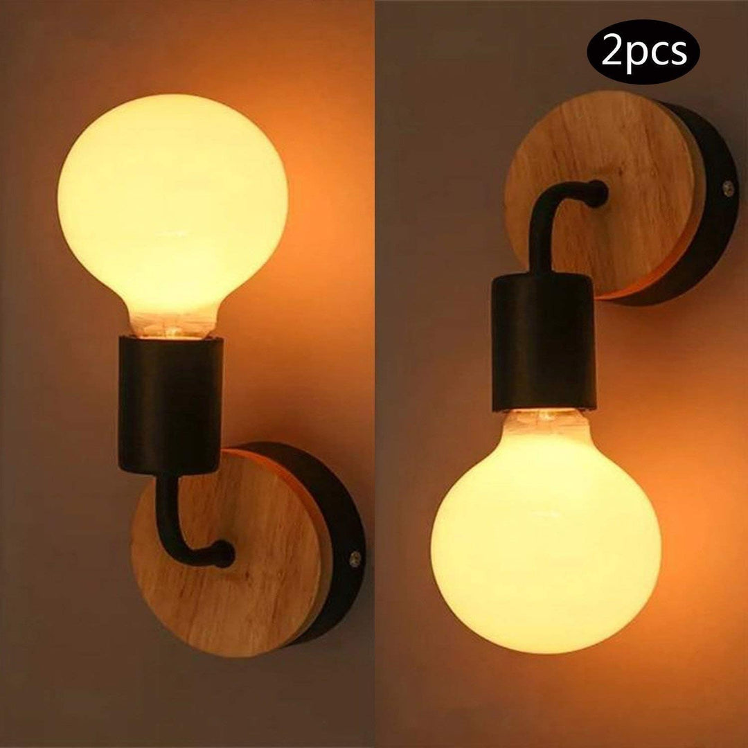 2 Pack Einfach Schwarze Wandleuchte Up/Down Indoor Holz dekorative Lampe Uplighter Downlighter, rust