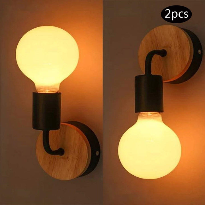 2 Pack Einfach Schwarze Wandleuchte Up/Down Indoor Holz dekorative Lampe Uplighter Downlighter, rust