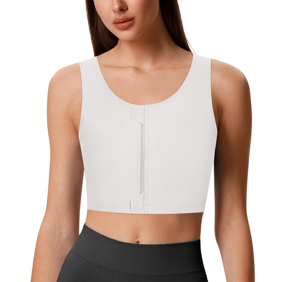 Trans Binder Transgender FTM Zip Up Atmungsaktives Halbes Brust Binder Weiss 4XL, Weiss 4XL