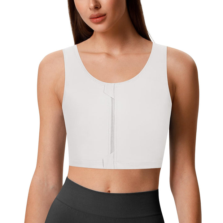 Trans Binder Transgender FTM Zip Up Atmungsaktives Halbes Brust Binder Weiss 4XL, Weiss 4XL