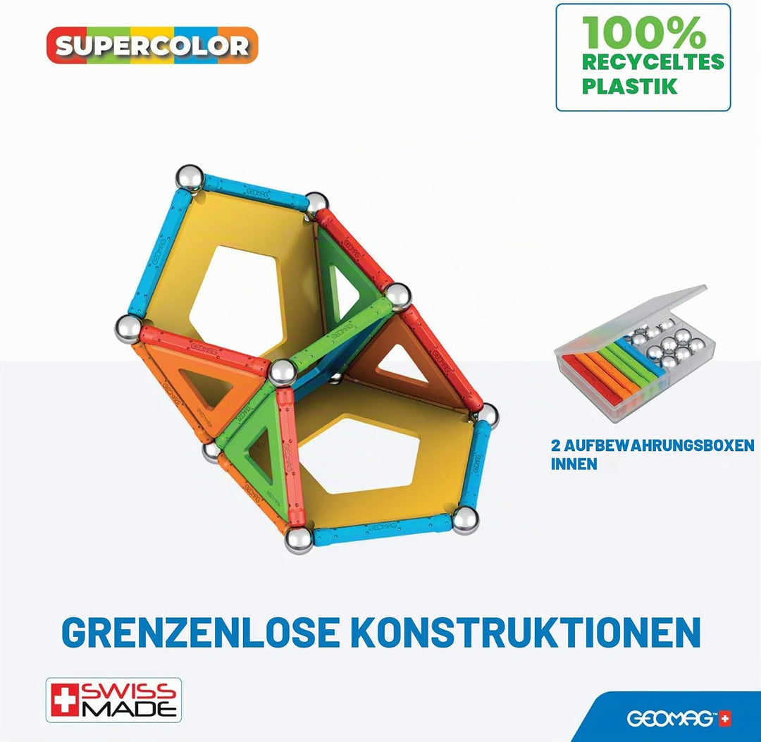 Geomag - Supercolor Magnetic Constructions for Kids, Magnetic Toy, Green Collection 100% Recycled Pl
