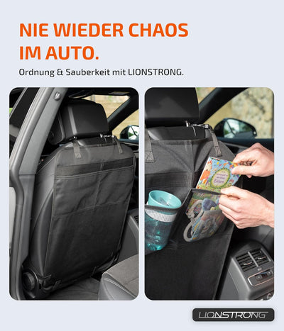 LIONSTRONG® Auto Organizer Kinder Rücksitz [wasserdicht] - Rückenlehnenschutz Auto Kinder - Autositz