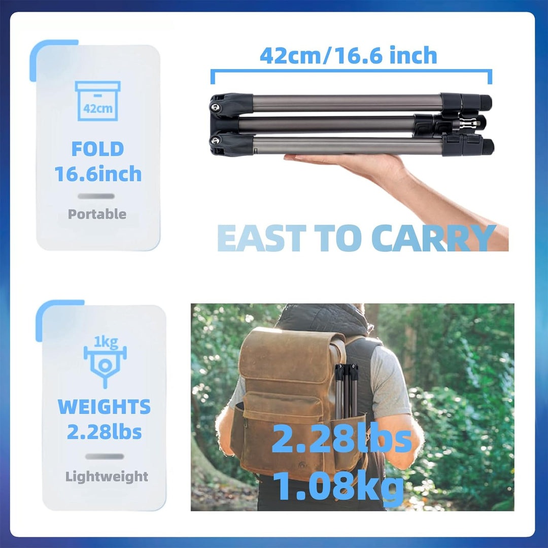 Fotopro 208CM Kamera Stativ mit 360° Kugelkopf, Telefonhalterung, Hohes und strapazierfähiges Ringli