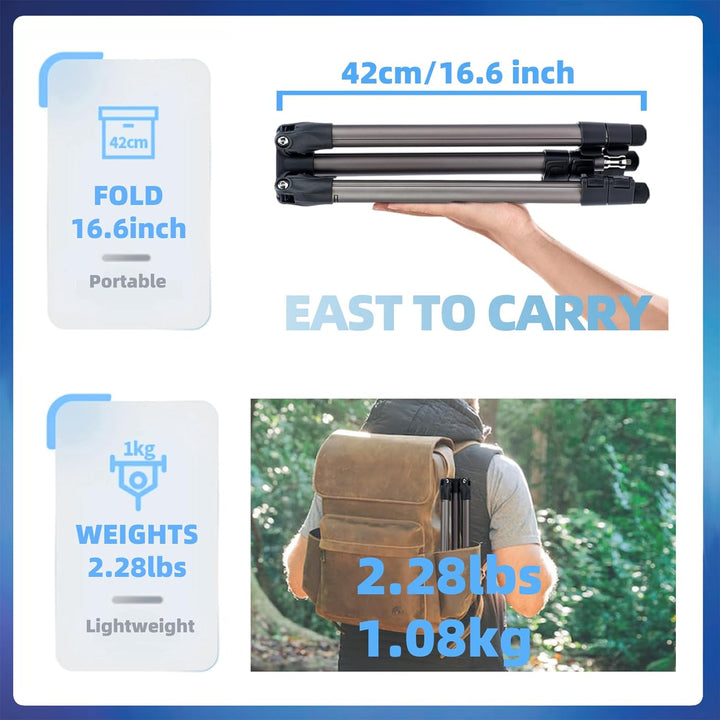 Fotopro 208CM Kamera Stativ mit 360° Kugelkopf, Telefonhalterung, Hohes und strapazierfähiges Ringli