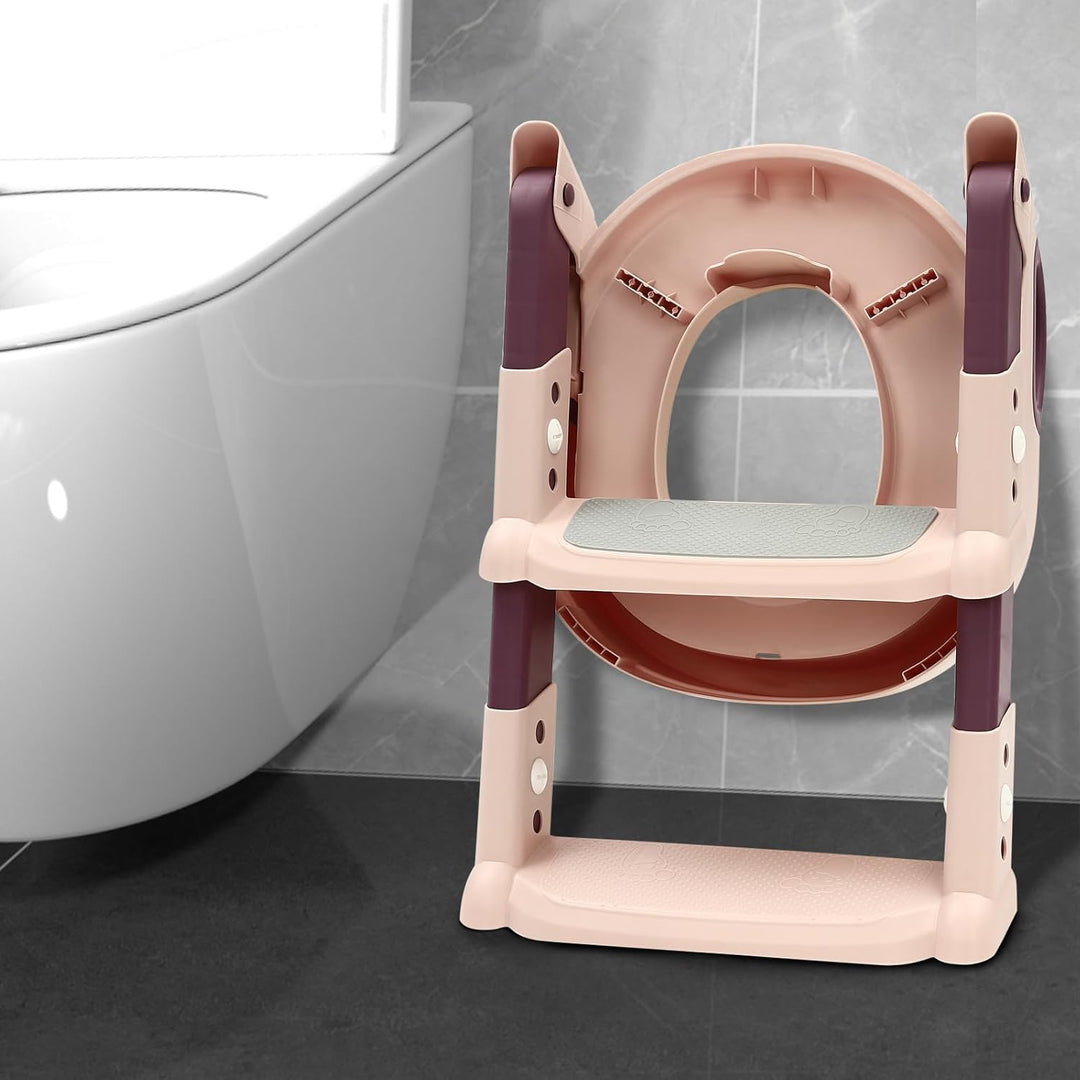 Toilettensitz Kinder mit Treppe, HöHenverstellbar Faltbar Töpfchen Toilettentrainer mit Treppe Toile
