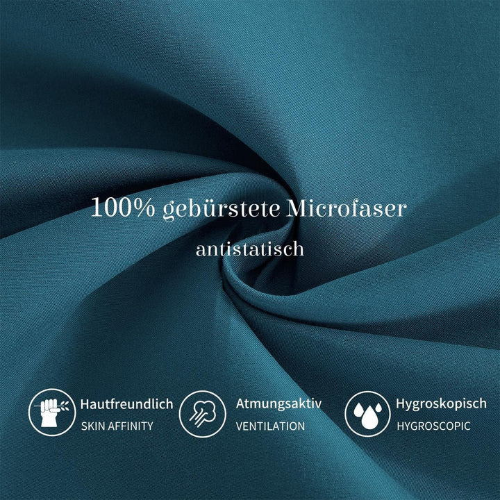 Boqingzhu Bettwäsche 155×220cm Petrol Blau und Grau Anthrazit Uni Wende Bettwäsche Set Microfaser De