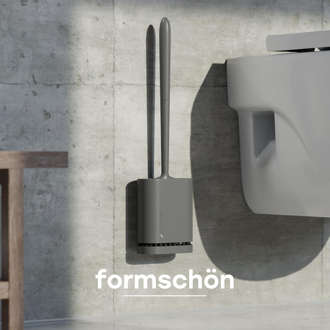 SAVEGA - Silikon Klobürste mit flachem und biegsamem Kopf - Toilettenbürste aus Silikon mit schnell