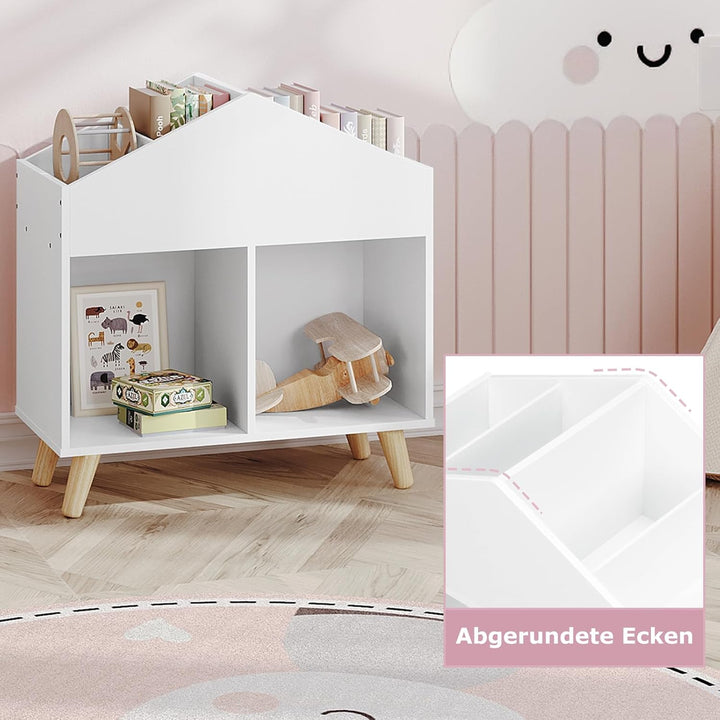 Lestarain Kinderregal mit 4 offenen Fächern, Bücherregal Aufbewahrungsregal für Kinder, Standregal,