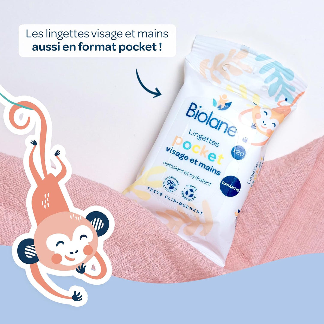 BIOLANE - Babytücher H2O mit Wasser – Pocket – Baby – 24 x 10 Stück (240 Tücher) – für empfindliche