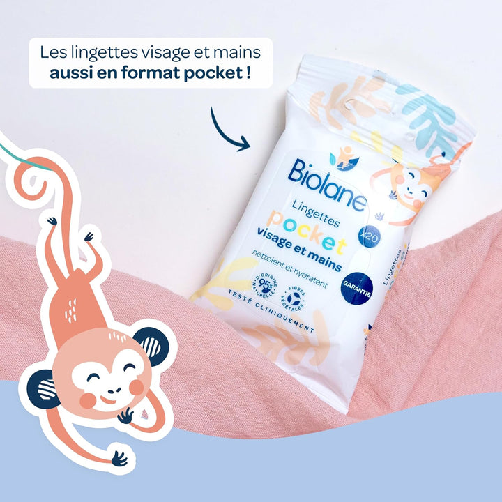 BIOLANE - Babytücher H2O mit Wasser – Pocket – Baby – 24 x 10 Stück (240 Tücher) – für empfindliche