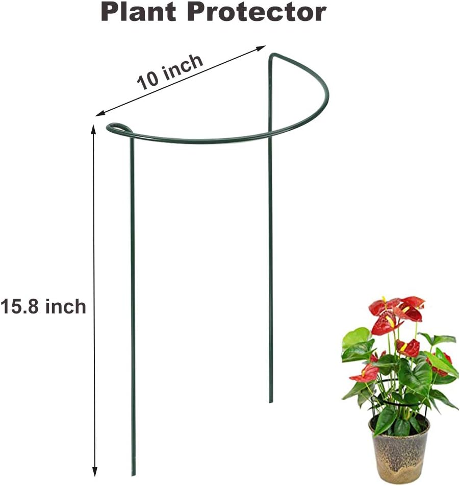 KAZITOO 12 Stück Metall Halbrunde Garten Pflanzenhalter, Metallblumenstützen Ringkäfig-Gartenrand mi