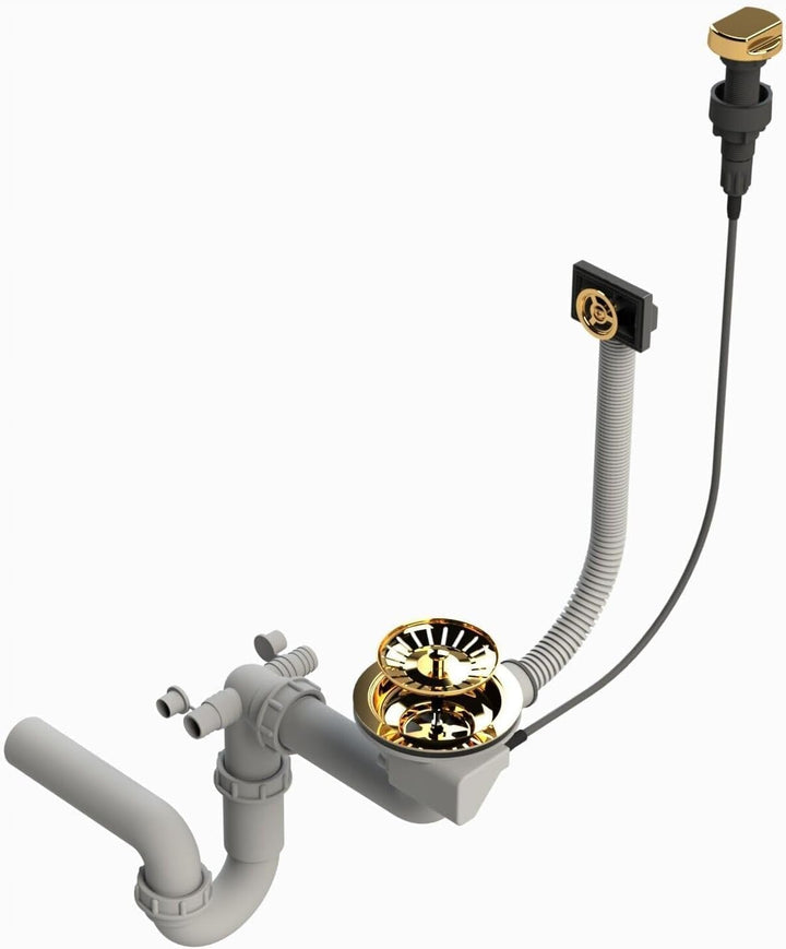 Granitspüle 76x44 Küchenspüle Gold Granit Spülbecken f. Unterschränke ab 45 cm inkl.Siphon Set (Mit