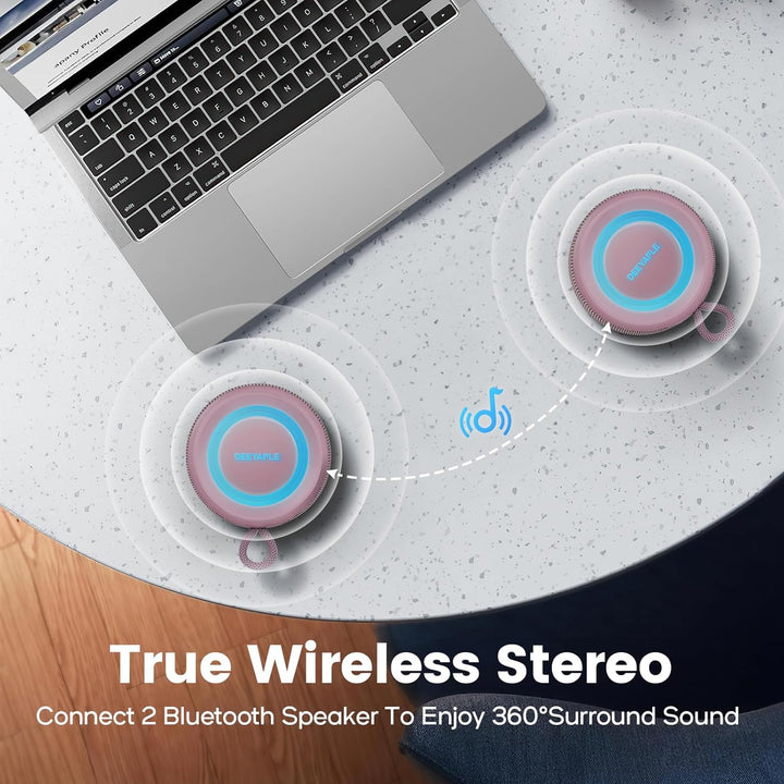 Deeyaple Bluetooth Lautsprecher Klein Tragbarer Musikbox 5.3 IPX7 Wasserdicht Kabellose Stereo Pairi