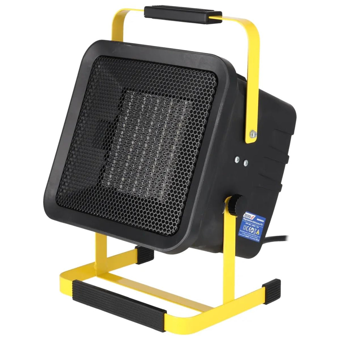 DEDRA Elektrischer Heizlüfter PTC 3,0 kW, quadratisch, schwarz, mit Ständer, keramisches Heizelement