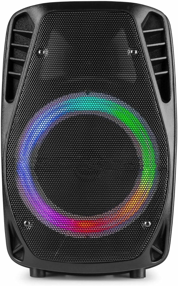 Fenton FT8LED MK2 - Partybox Bluetooth Lautsprecher, 300 Watt Party Lautsprecher mit LED, Trolley, A