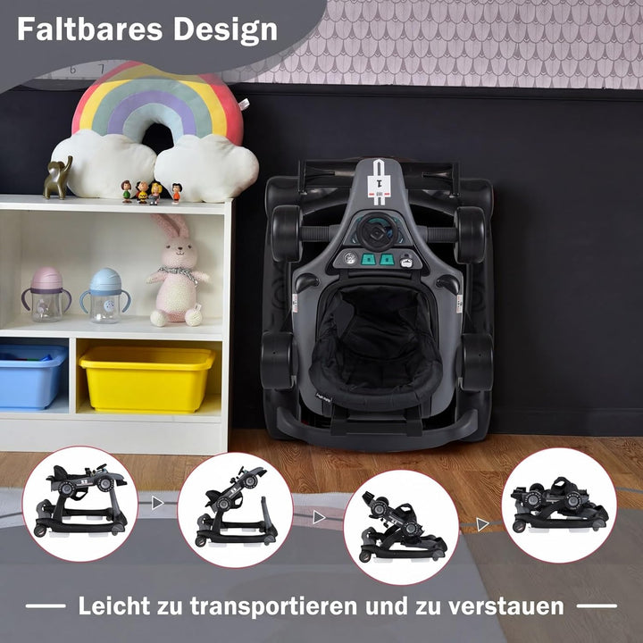 COSTWAY 4 in 1 Lauflernhilfe, Lauflernwagen klappbar mit verstellbarer Höhe & Geschwindigkeit, Baby