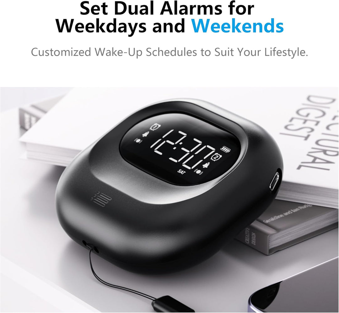 Vibrationswecker für Schwerschläfer, Wiederaufladbarer Lauter Wecker mit Tastensperre-Funktion, Woch
