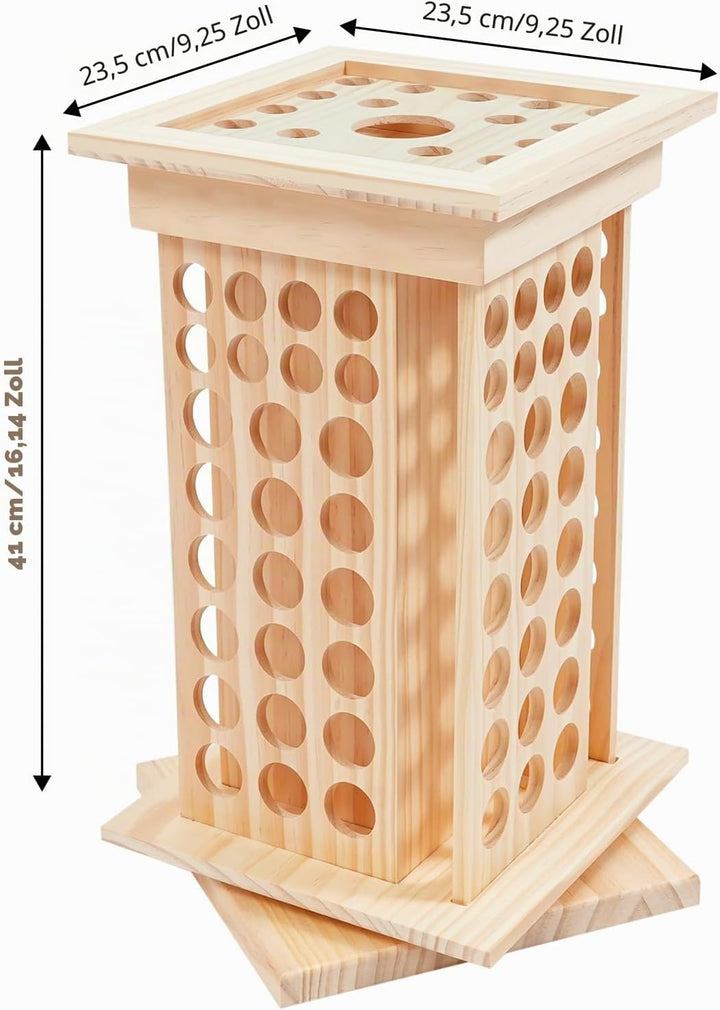 Drehbarer Ätherisches Öl Display Ständer, Aufbewahrungsbox aus Holz mit 125 Löcher 4 Seiten, Nagella