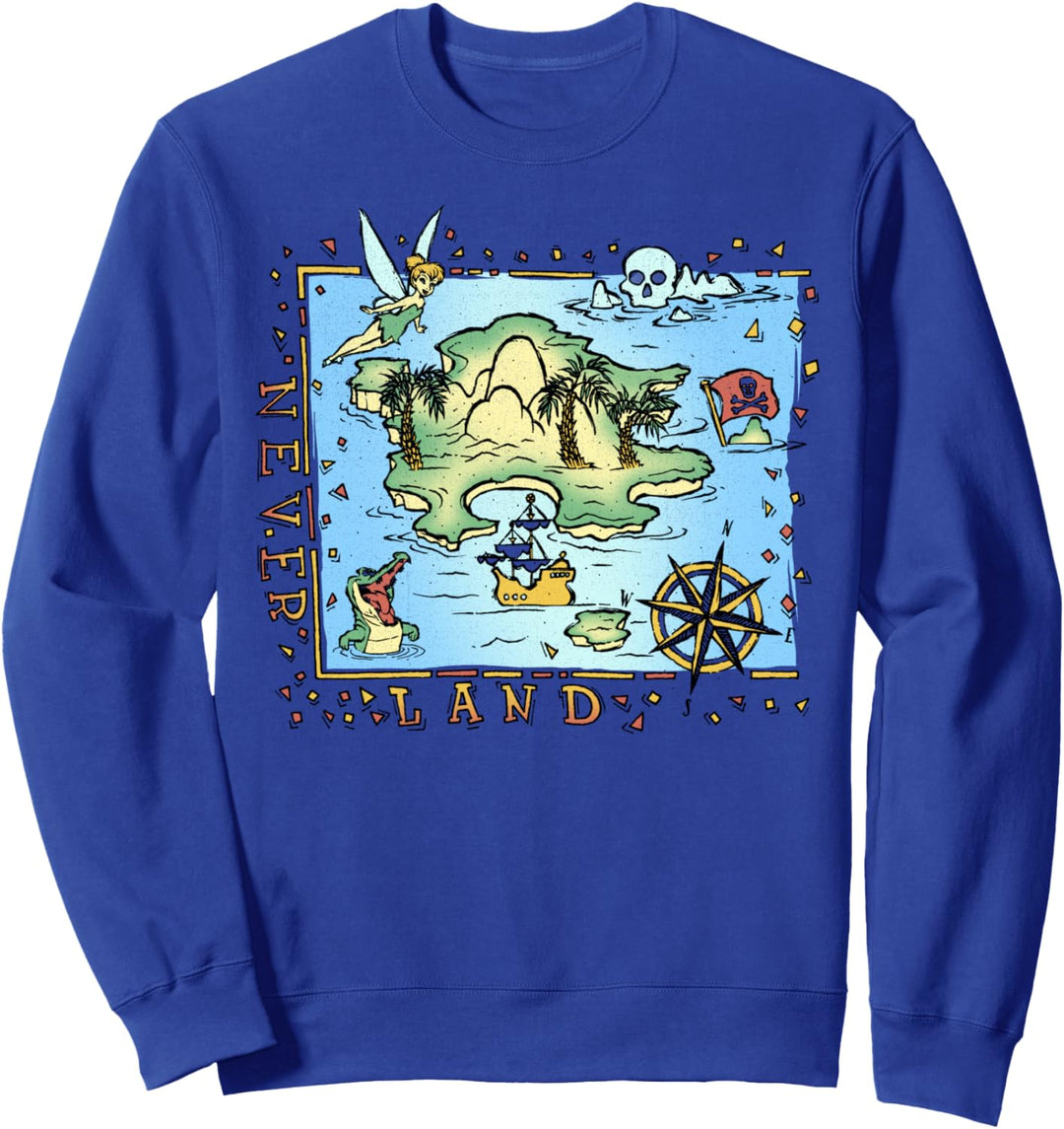 Disney Peter Pan Never Land Map Vintage Poster Sweatshirt