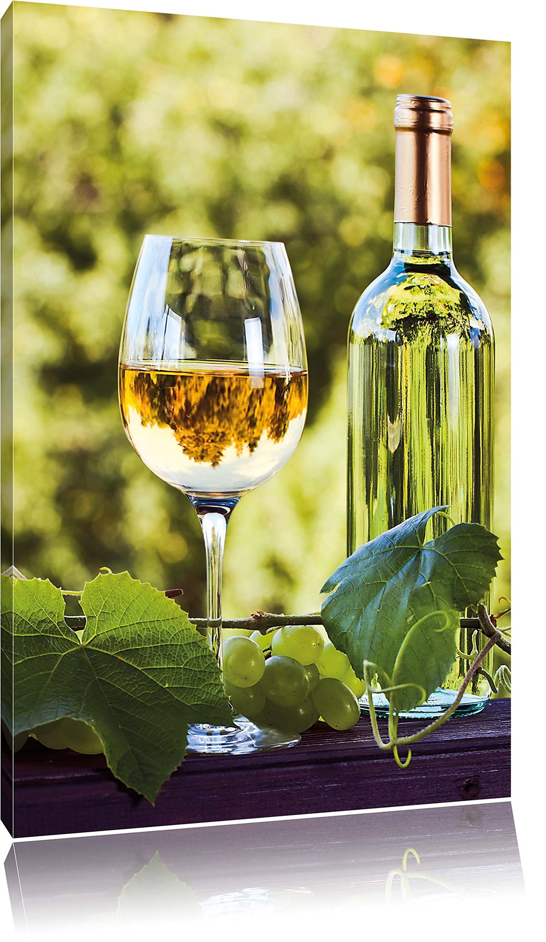 Wein und Weintrauben, Format: 100x70 auf Leinwand, XXL riesige Bilder fertig gerahmt mit Keilrahmen,