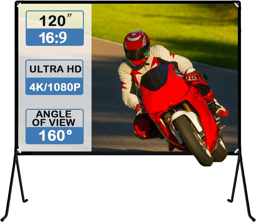 Beamer leinwand(120 "), Projektion Leinwand mit 16: 9 HD-Faltbarer Innenprojektion im Freien, Videop