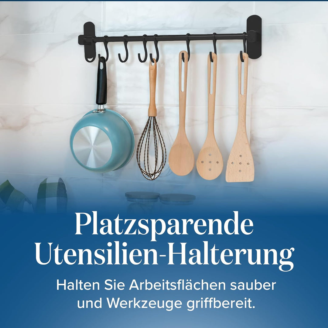 joeji's Kitchen Hakenleiste Küche - Küchenstange - Starker Selbstklebend 3M Ohne Bohren - Küchenleis