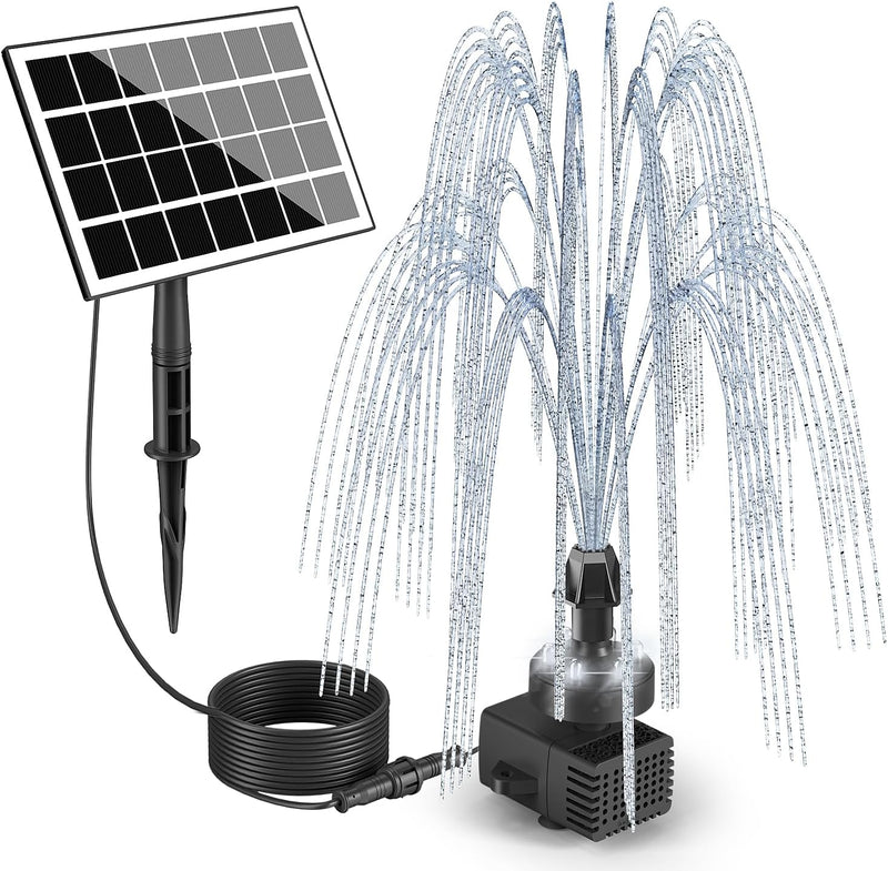SZMP Solar Springbrunnen für aussen 2023 Upgraded,3.5W Solar Teichpumpe mit 8 DIY Effekte,16.4ft Net