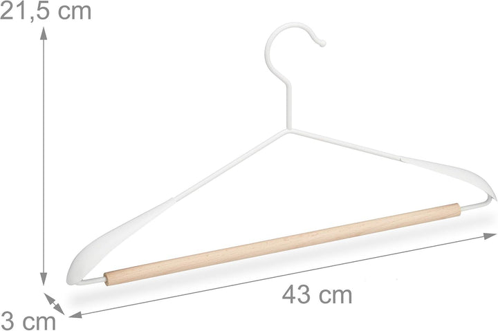 Relaxdays 10 x Kleiderbügel, Anzugbügel mit Hosensteg, T-Shirts, Jacken & Hosen, Holz & Metall, 43 c