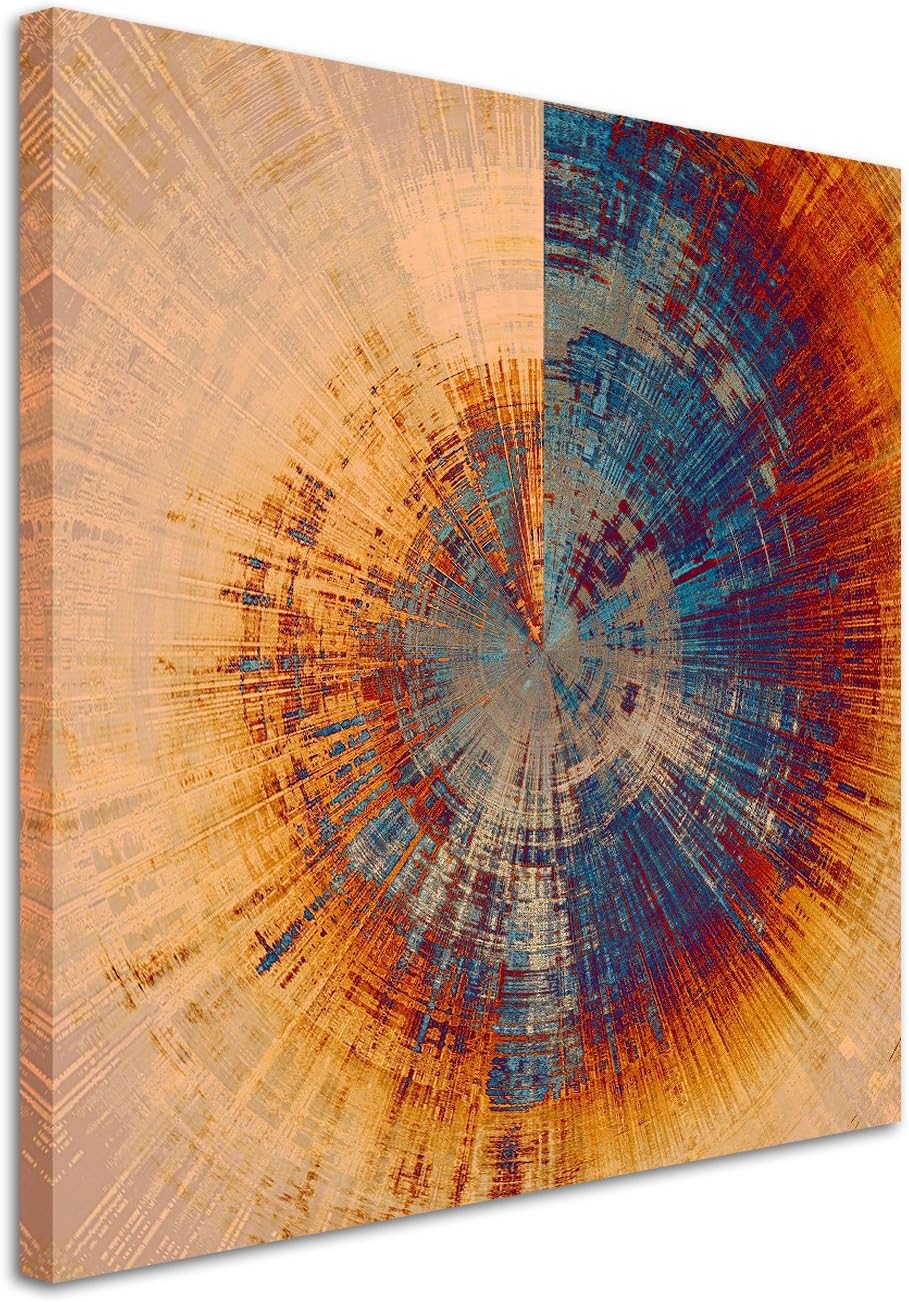 Wandbild 90x90cm Vintage Gemälde eines Baum Querschnitts auf Leinwand für Wohnzimmer, Büro, Schlafzi