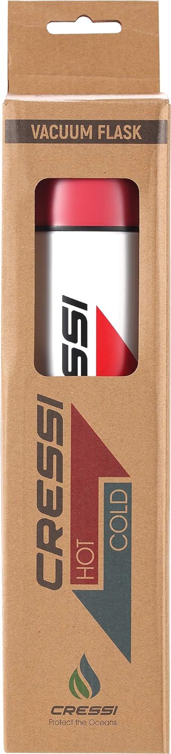 Cressi Unisex-Adult Stainless Steel Thermal Flask 1 l Sport-Thermoflasche aus Edelstahl, Weiss/Rot