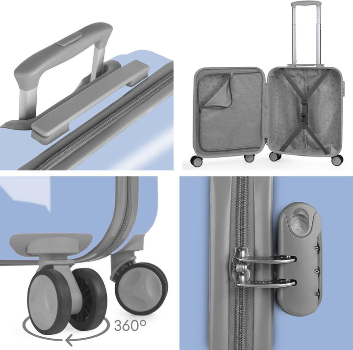 ITACA - Reisekoffer für Kinder. Mittlerer Koffer und Kabinenkoffer mit Kulturbeutel. Widerstandsfähi