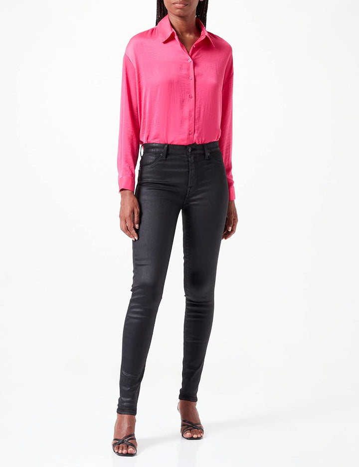 7 For All Mankind Damen Hw Skinny Coated Slim Illusion Pants 23W / 23L Schwarz, 23W / 23L Schwarz