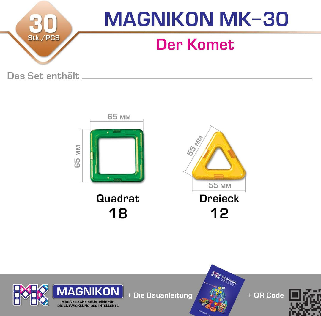 MAGNIKON Magnetische Bausteine 14, 30, 62 Teile | Magnetbausteine | Kinderspielzeug ab 3 Jahre | Ges