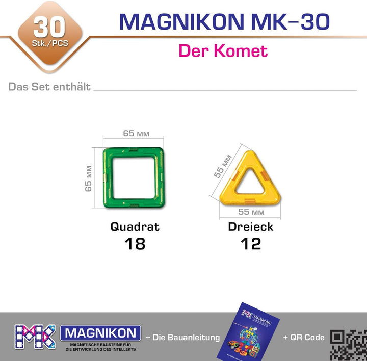 MAGNIKON Magnetische Bausteine 14, 30, 62 Teile | Magnetbausteine | Kinderspielzeug ab 3 Jahre | Ges
