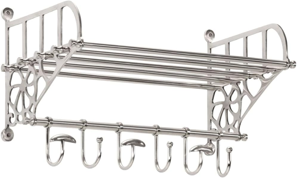Hothingwell Gepäckträger zur Wandmontage, Aluminium, mit Kleiderbügeln | Lattenregal, verstellbare S