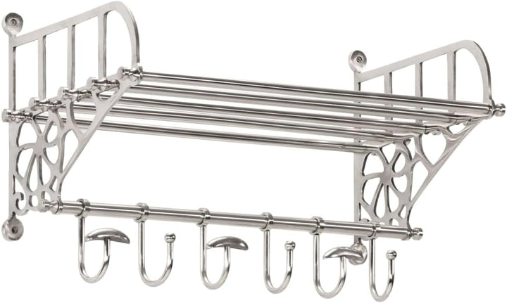 Hothingwell Gepäckträger zur Wandmontage, Aluminium, mit Kleiderbügeln | Lattenregal, verstellbare S